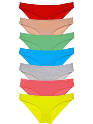 7 Adet Süper Eko Set Likralı Kadın Slip Külot Çok Renkli