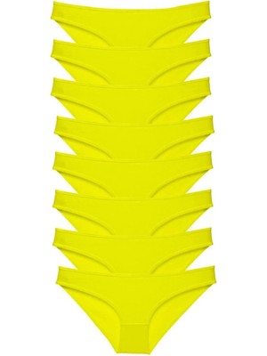 8 Adet Süper Eko Set Likralı Kadın Slip Külot Sarı