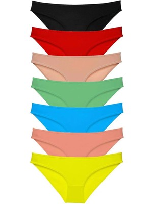 7 Adet Süper Eko Set Likralı Kadın Slip Külot Çok Renkli