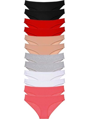 12 Adet Süper Eko Set Likralı Kadın Slip Külot Set 3