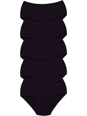 5 Adet Tutku Kadın Yüksek Bel Bato Kalın Lastik Külot Siyah