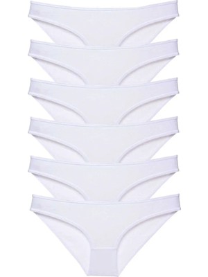 6 Adet Süper Eko Set Likralı Kadın Slip Külot Beyaz