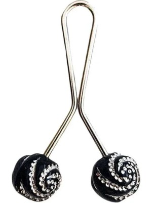 Tesettür Eşarp ve Şal Klipsi Siyah Desenli