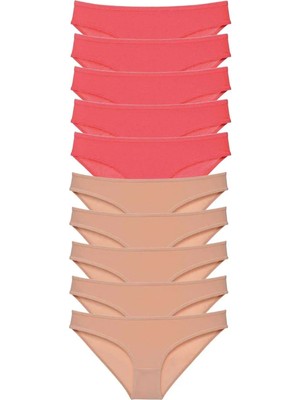 10 Adet Süper Eko Set Likralı Kadın Slip Külot Fuşya Ten