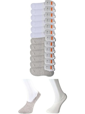 Gri ve Beyaz Erkek Babet Çorap 12 Çift