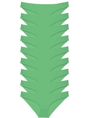 9 Adet Süper Eko Set Likralı Kadın Slip Külot Yeşil