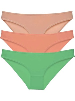 3 Adet Süper Eko Set Likralı Kadın Slip Külot Ten Pudra Yeşil