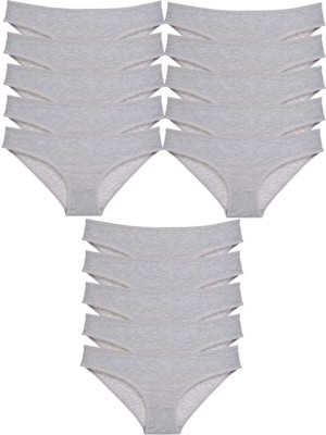 15 Adet Süper Eko Set Likralı Kadın Slip Külot Gri