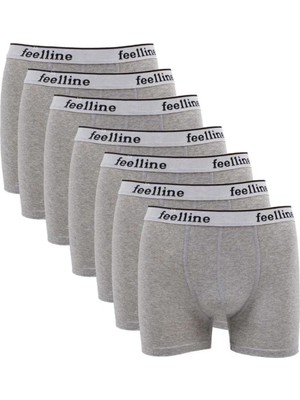 7 Adet Feelline Gri Pamuklu Doğal Likralı Erkek Boxer