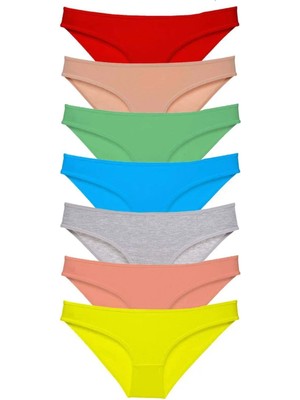 7 Adet Süper Eko Set Likralı Kadın Slip Külot Çok Renkli