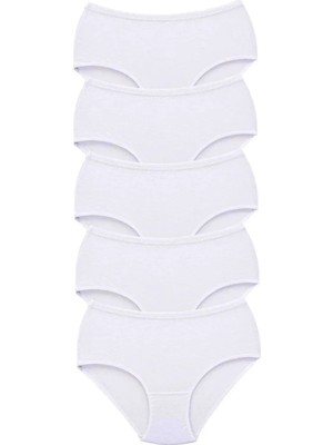 5 Adet Tutku Kadın Yüksek Bel Bato Kalın Lastik Külot Beyaz