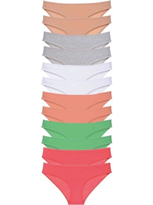 12 Adet Süper Eko Set Likralı Kadın Slip Külot Set 6