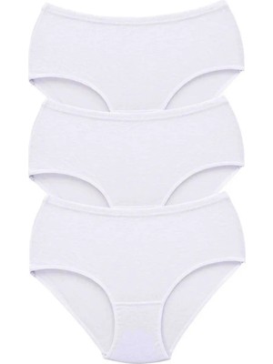 3 Adet Tutku Kadın Yüksek Bel Bato Kalın Lastik Külot Beyaz