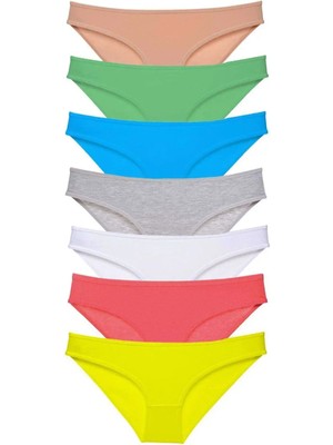 7 Adet Süper Eko Set Likralı Kadın Slip Külot Çok Renkli