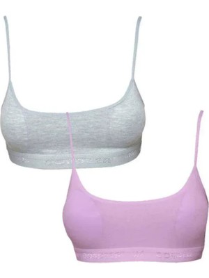 Pedli Ip Askılı Gri ve Pembe Büstiyer 2 Adet