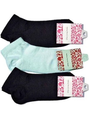 Siyah ve Beyaz Kadın Bilek Çorap 3 Çift