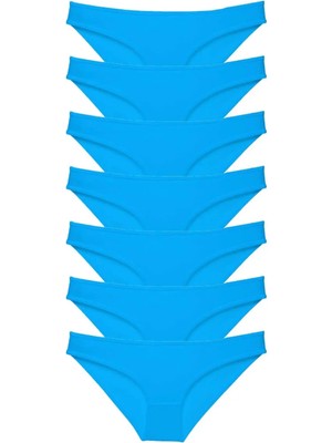 7 Adet Süper Eko Set Likralı Kadın Slip Külot Mavi