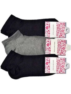 Siyah ve Gri Kadın Bilek Çorap 3 Çift