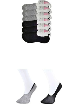 Siyah ve Gri Kadın Babet Çorap 6 Çift