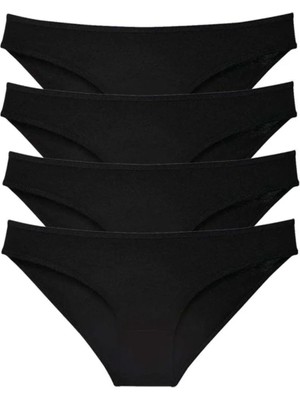 4 Adet Süper Eko Set Likralı Kadın Slip Külot Siyah