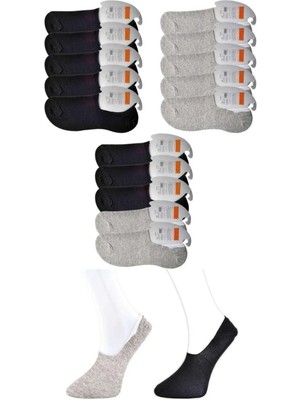 Siyah ve Gri Erkek Babet Çorap 15 Çift
