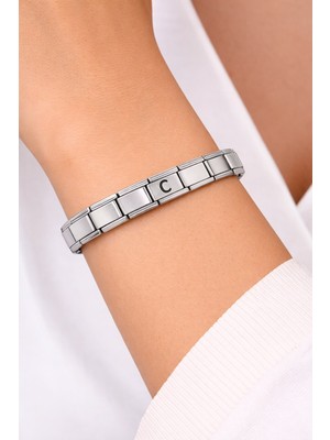 Twin Store Kişiye Özel C Harfli Çelik Bileklik – Paslanmaz Çelik Italyan Model Harfli Bilezik