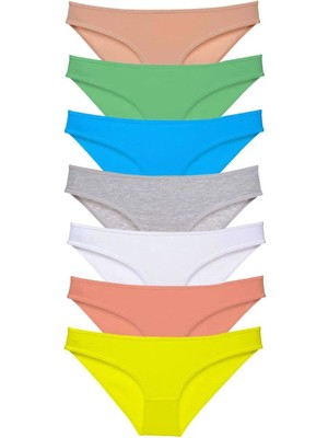 7 Adet Süper Eko Set Likralı Kadın Slip Külot Çok Renkli