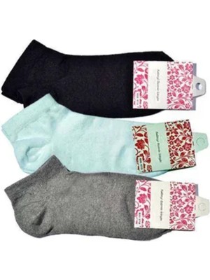 Siyah Gri ve Beyaz Kadın Bilek Çorap 3 Çift