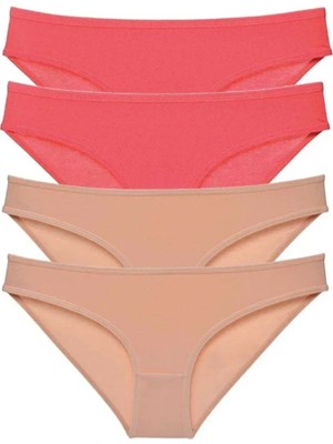 4 Adet Süper Eko Set Likralı Kadın Slip Külot Fuşya Ten