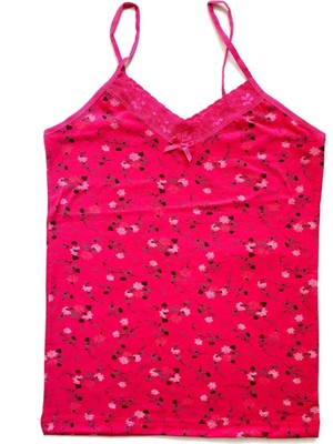 Kadın Askılı Desenli Atlet Dantelli Empirme Pamuklu Penye D3