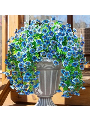 Yapay Çiçek Mavi Sarkan Mineli Okaliptus Şimşir Yapay Sarmaşık 5dal 60CM