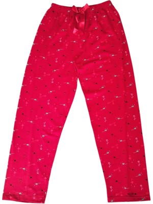 Beli Lastikli Mevsimlik Viskon Penye Pantolon Kırmızı