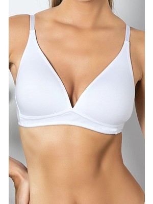 Allsisii Beyaz Günlük Konforlu Ince Nefes Alan Süngerli Pamuk Sütyen