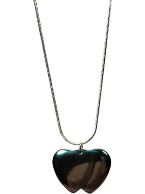 Hematit Doğal Taşı Zincirli El Yapımı Kolye Uç: 2 cm Zincir: 20 cm Kutulu