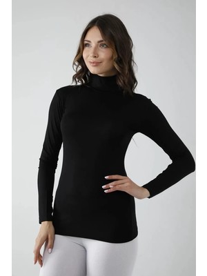 Vivaldi Kadın Siyah Uzun Kol Balıkçı Body Likralı 353