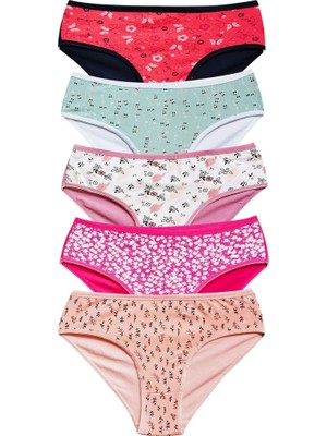 Pamuklu Geniş Kenarlı Likralı Desenli Bato Kadın Külot 5'li Paket Set 2