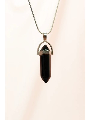 Onix Doğal Taşı Zincirli El Yapımı Tasarımlı Kolye Uç: 3,5 cm Zincir: 20 cm Kutulu