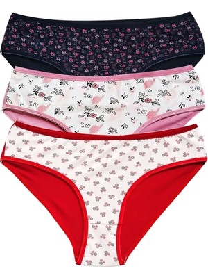 Pamuklu Geniş Kenarlı Likralı Desenli Bato Kadın Külot 3'lü Paket Set2