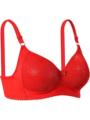 Silikonlu Toparlayıcı Dantelli Telsiz Sütyen Kırmızı