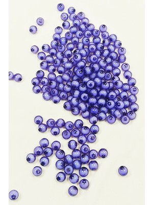 Yuvarlak Boncuk Içten Boncuklu Bileklik Çanta Boncuğu 8 mm 50 gr Eflatun - BNC472