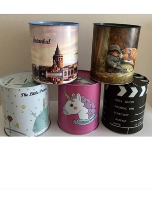 Metal Kumbara Resimli Tekli 13X14 cm 1 Adet ROYALEKS-6009