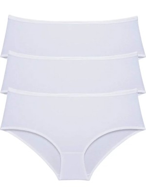 3 Adet Kadın Yüksek Bel Bato Külot Beyaz