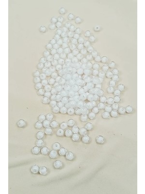Yuvarlak Boncuk Içten Boncuklu Bileklik Çanta Boncuğu 8 mm 50 gr Beyaz - BNC470