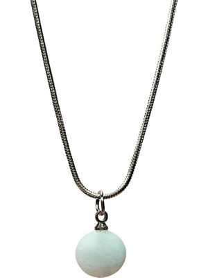 Kalsedon Doğal Taşı Zincirli El Yapımı Kolye Uç: 1,5 cm Zincir: 20 cm Kutulu