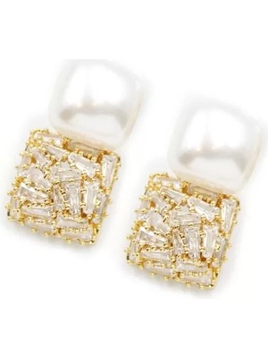 Inci Baget Taşlı Küpe - Altın