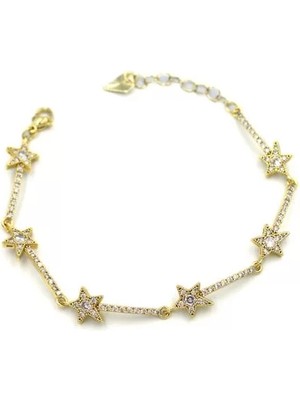 Taşlı Yıldız Bileklik - Altın