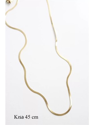 Ince Italyan Zincir Çelik Kolye (45CM) - Altın