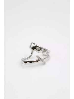 Taşlı Kıkırdak Küpe - Gümüş