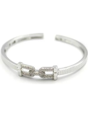 Taşlı Vip Bilezik - Gümüş