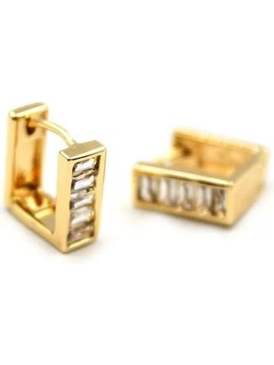 Baget Taşlı Küpe - Altın